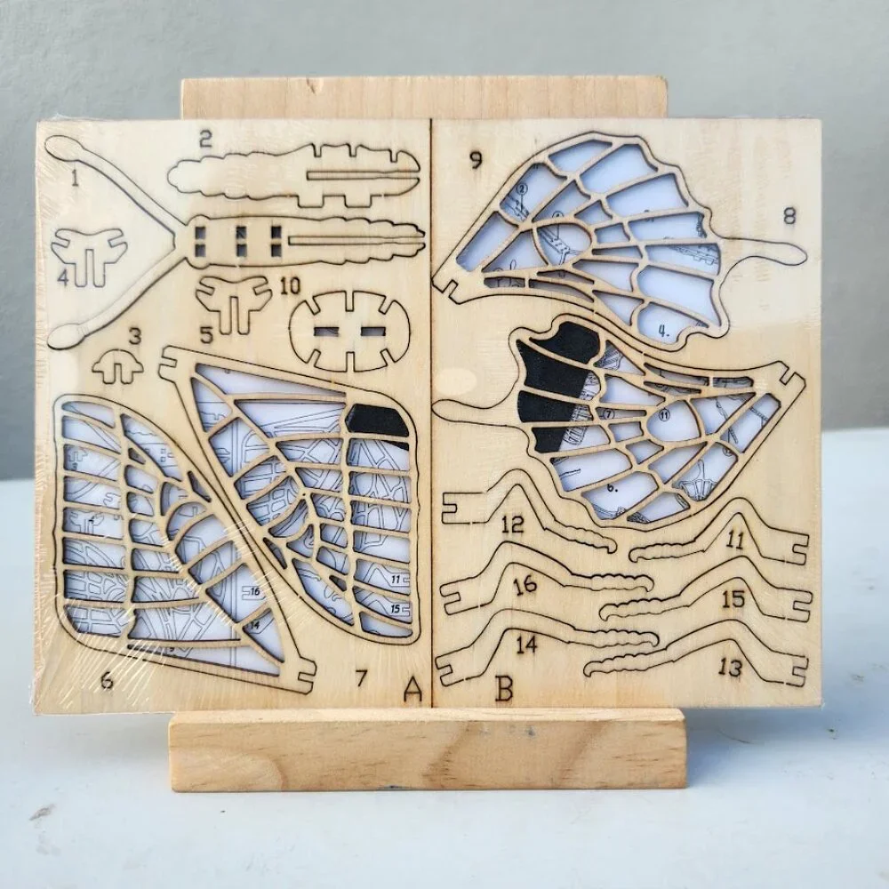 NEW 3D Wooden Butterfly Puzzle Insect Animal Model Kit STEM Crafts DIY Brain Tea